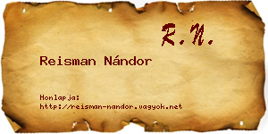 Reisman Nándor névjegykártya